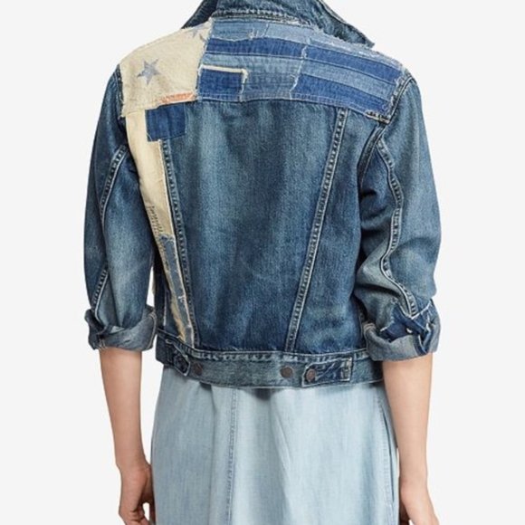 Polo‎ Ralph Lauren Patchwork Stars Stripes America Denim Trucker Relaxed Jacket - Picture 1 of 11